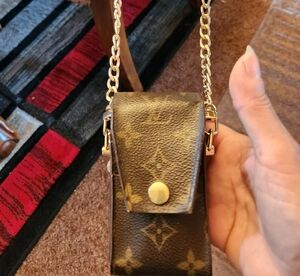 LOUIS-VUITTON (UPCYCLED) CIGARETTE CASE.   CROSSBODY POUCH.